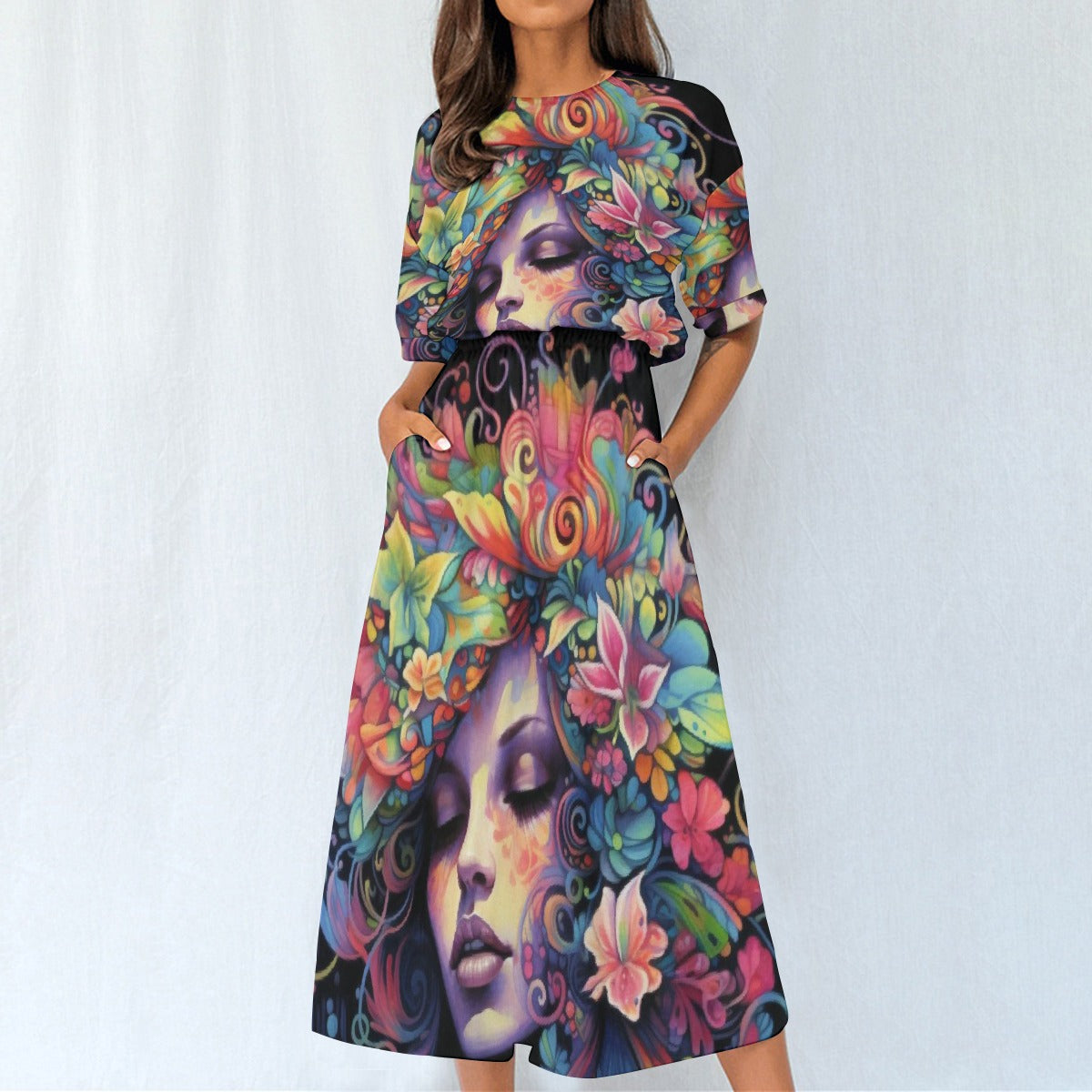 All-Over Print Women's Elastic Waist Dress