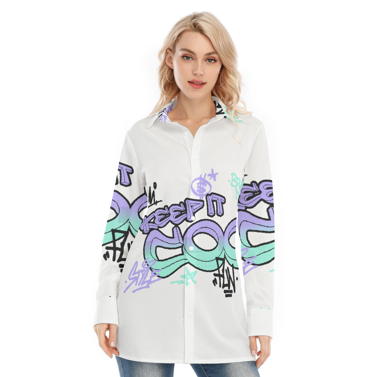 All-Over Print Women's Long Shirt