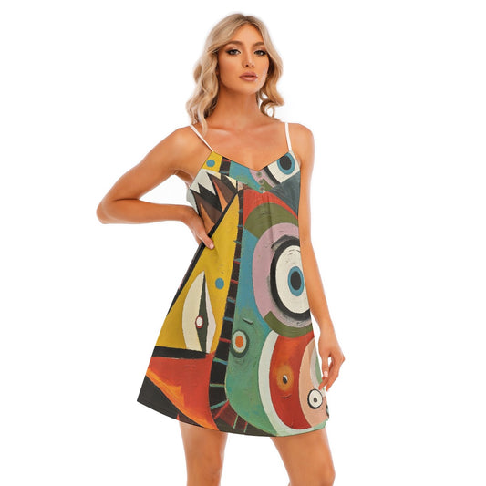 All-Over Print Women's V-neck Cami Dress