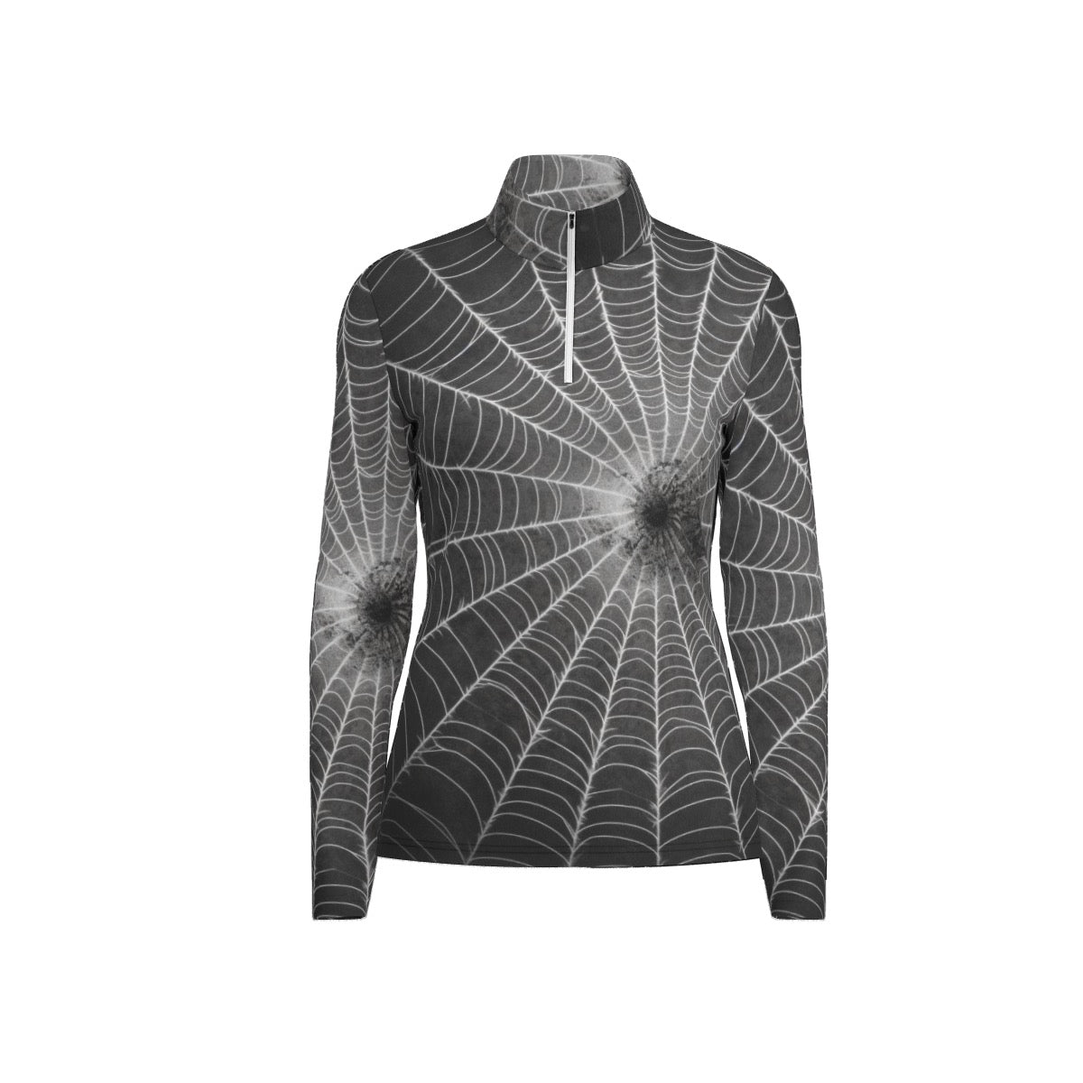 All-Over Print Women's Sports Collar Jersey With Long Sleeve