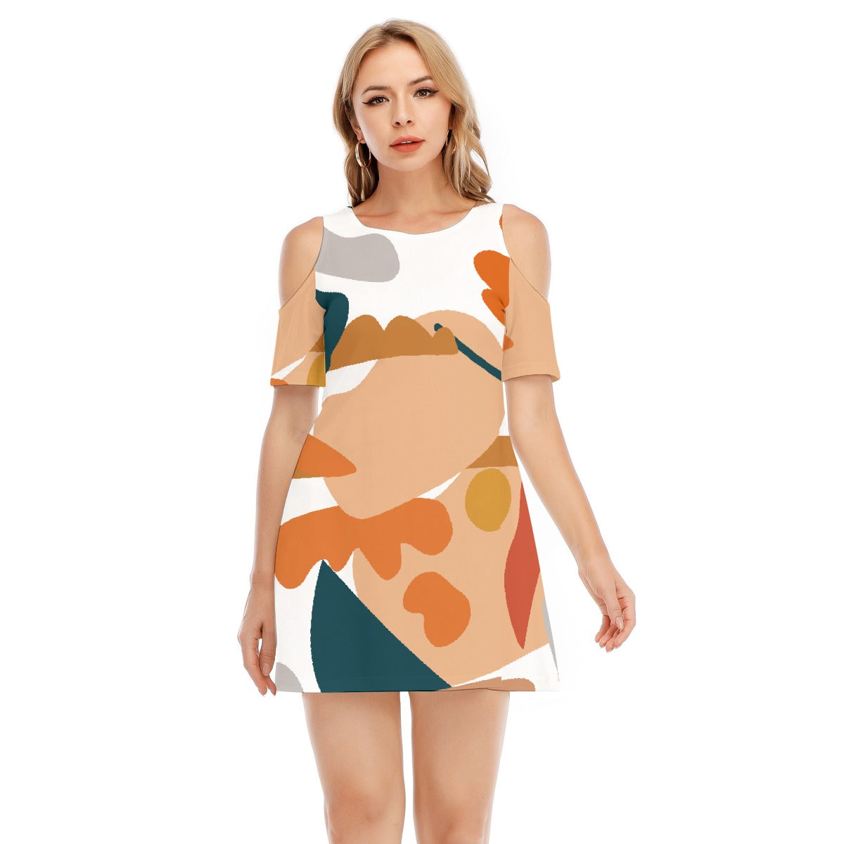 All-Over Print Women's Cold Shoulder Dress | 190GSM Cotton