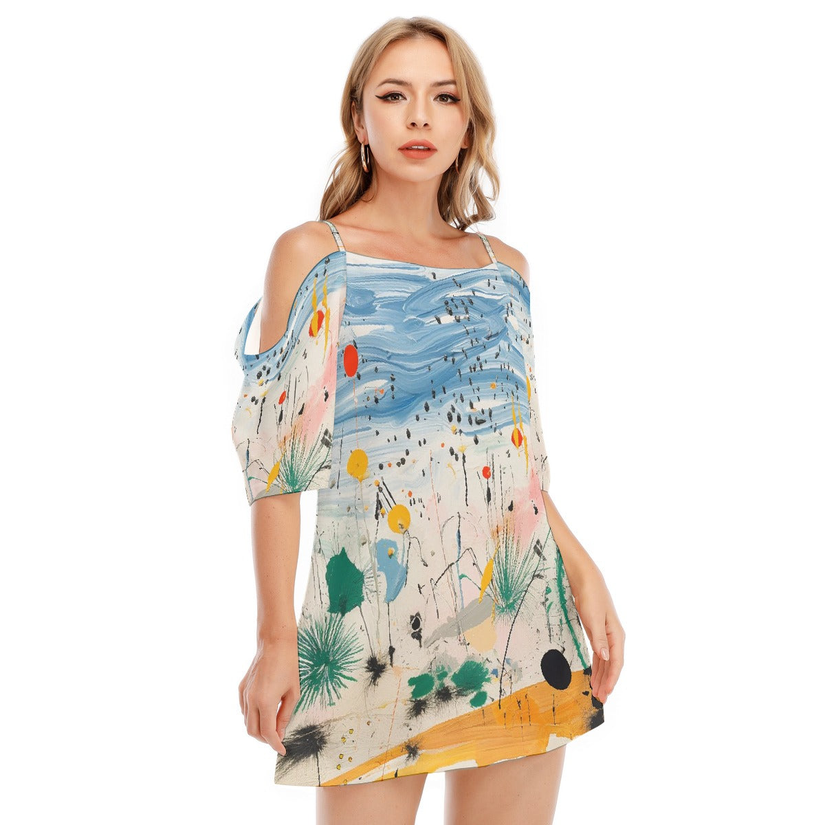 All-Over Print Women's Off-shoulder Cami Dress