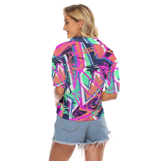 All-Over Print Women's V-neck Shirts