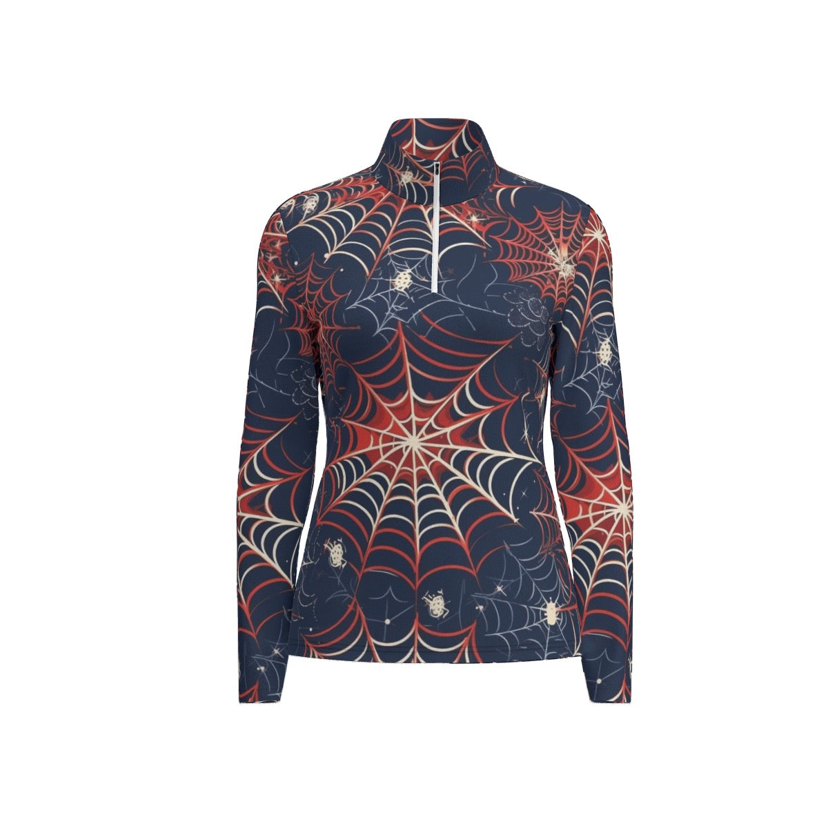 All-Over Print Women's Sports Collar Jersey With Long Sleeve