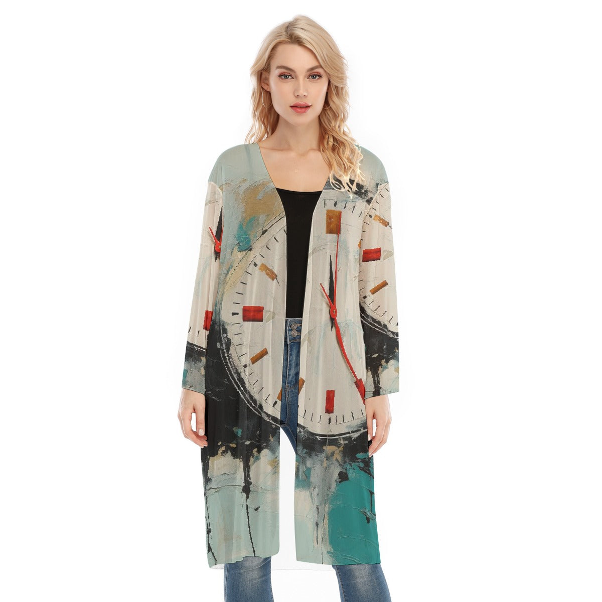 All- Over Print Women's Long Sleeve Mesh Cardigan