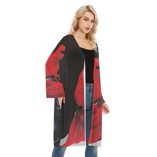 All- Over Print Women's Long Sleeve Mesh Cardigan