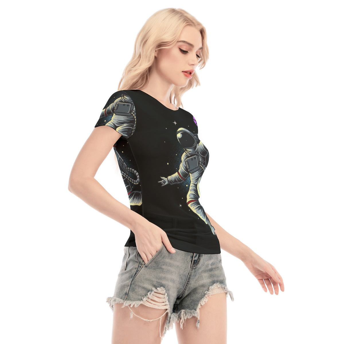 All-Over Print Women's Short Sleeve Mesh Blouse