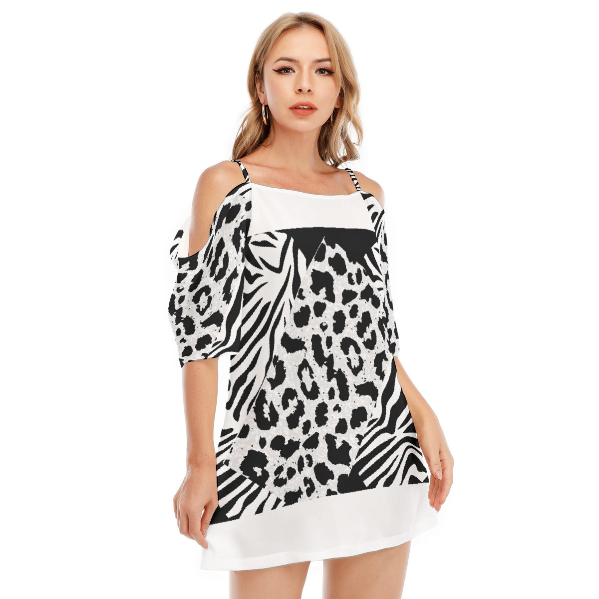 All-Over Print Women's Off-shoulder Cami Dress