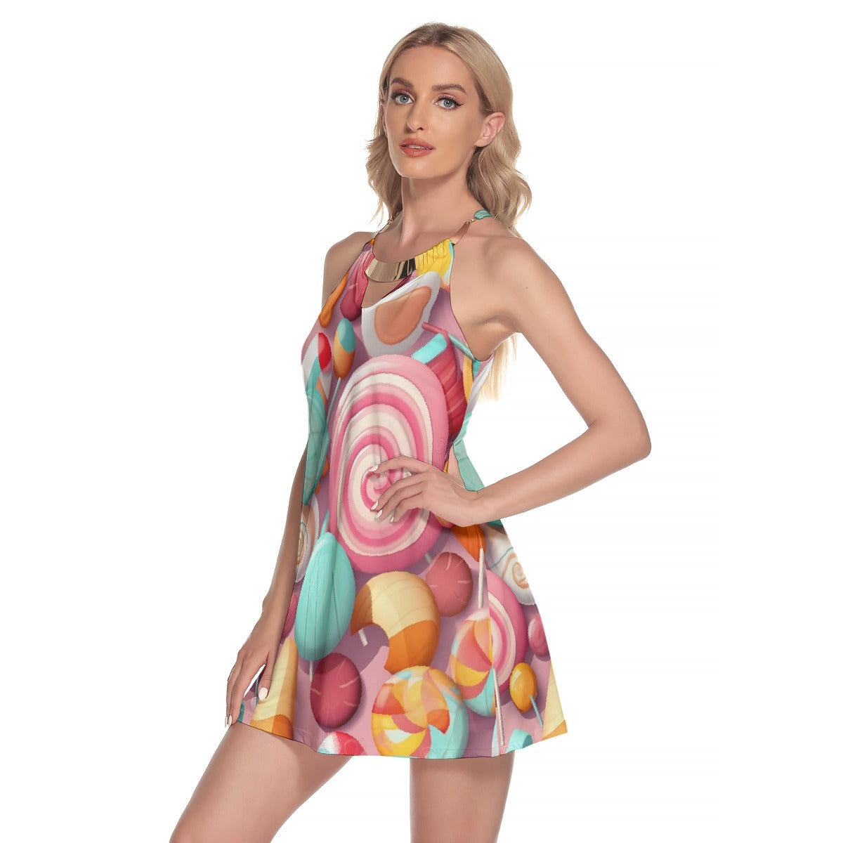 All-Over Print Women's Round Neck Above Knee Dress