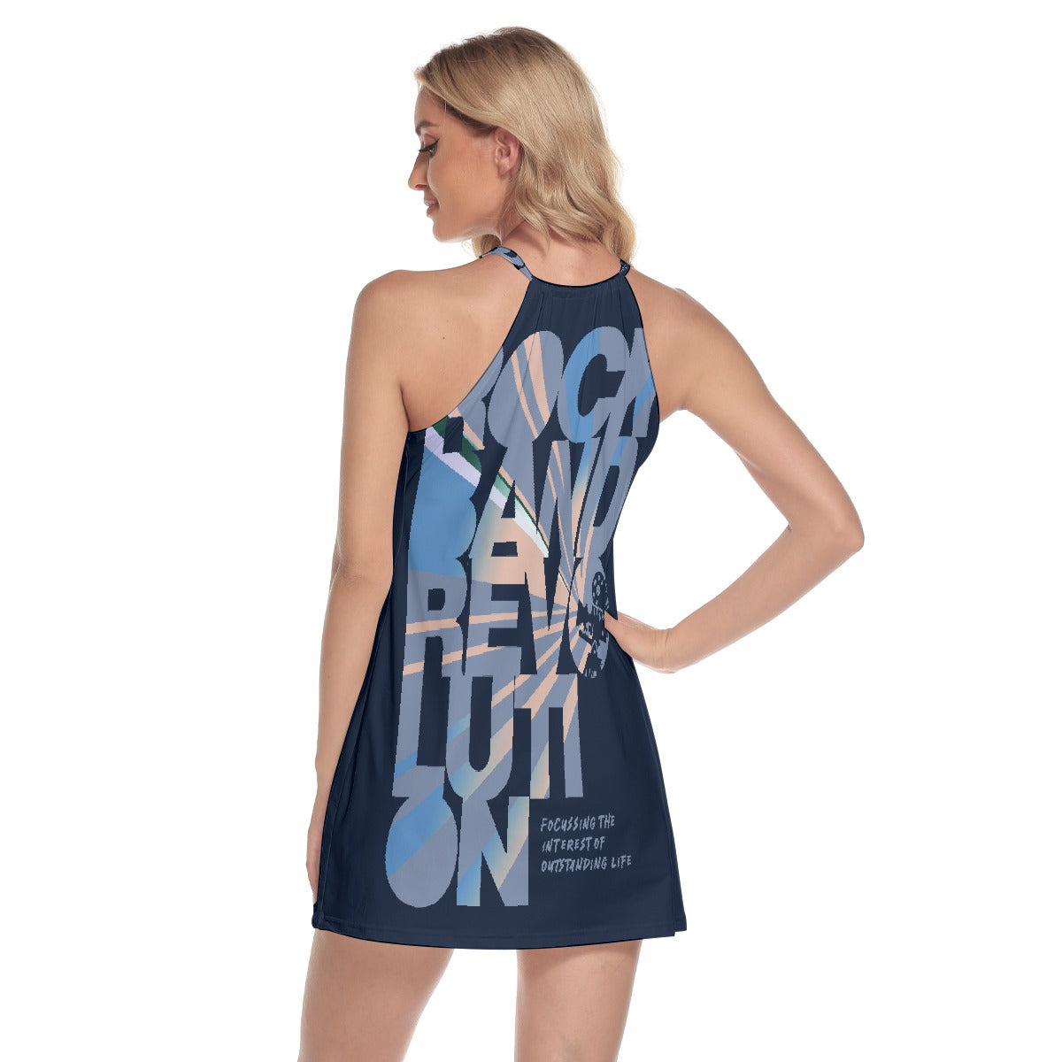 All-Over Print Women's Round Neck Above Knee Dress