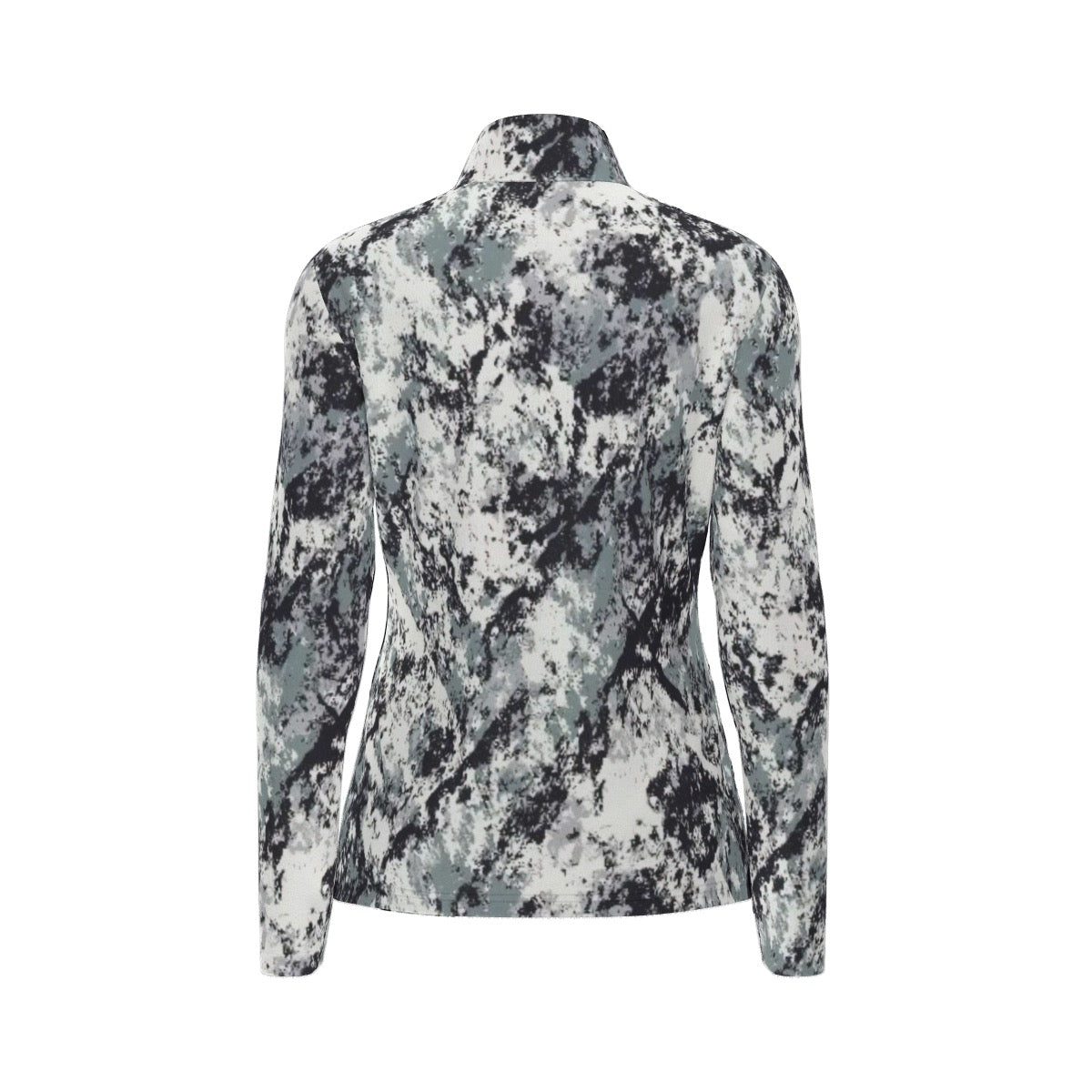 All-Over Print Women's Sports Collar Jersey With Long Sleeve