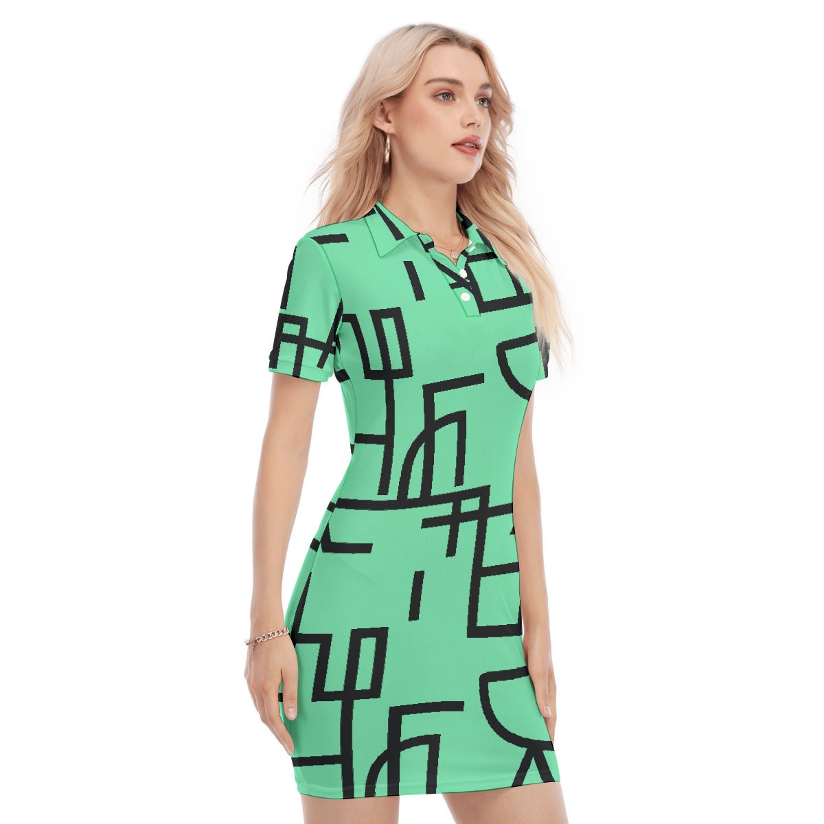 All-Over Print Women's Polo Collar Dress