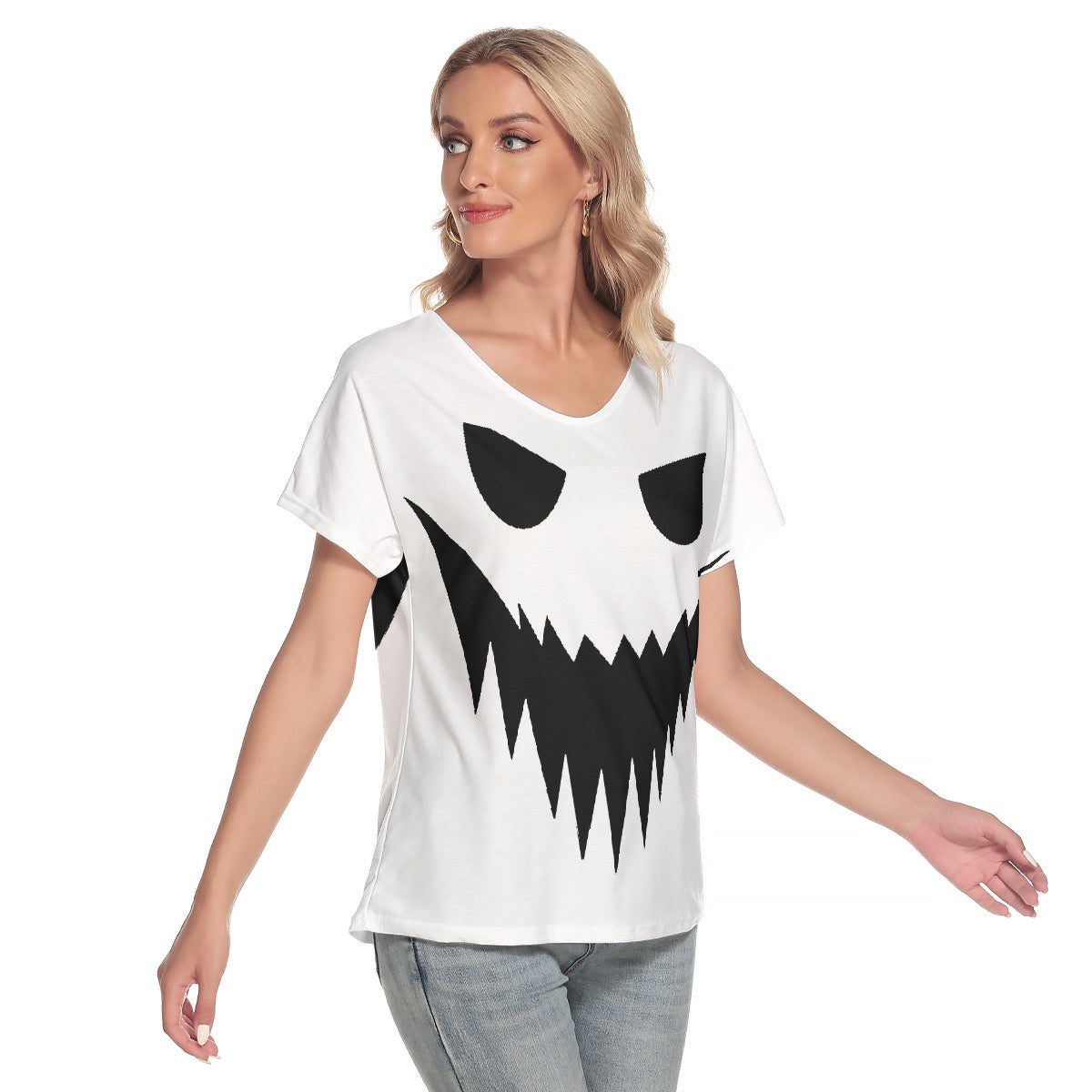 All-Over Print Women's Loose V-neck Short Sleeve T-shirt