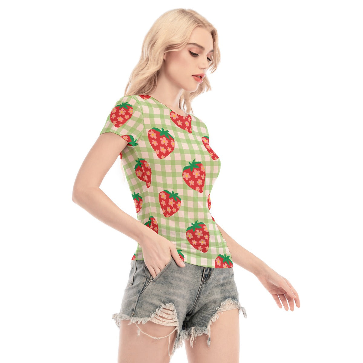 All-Over Print Women's Short Sleeve Mesh Blouse