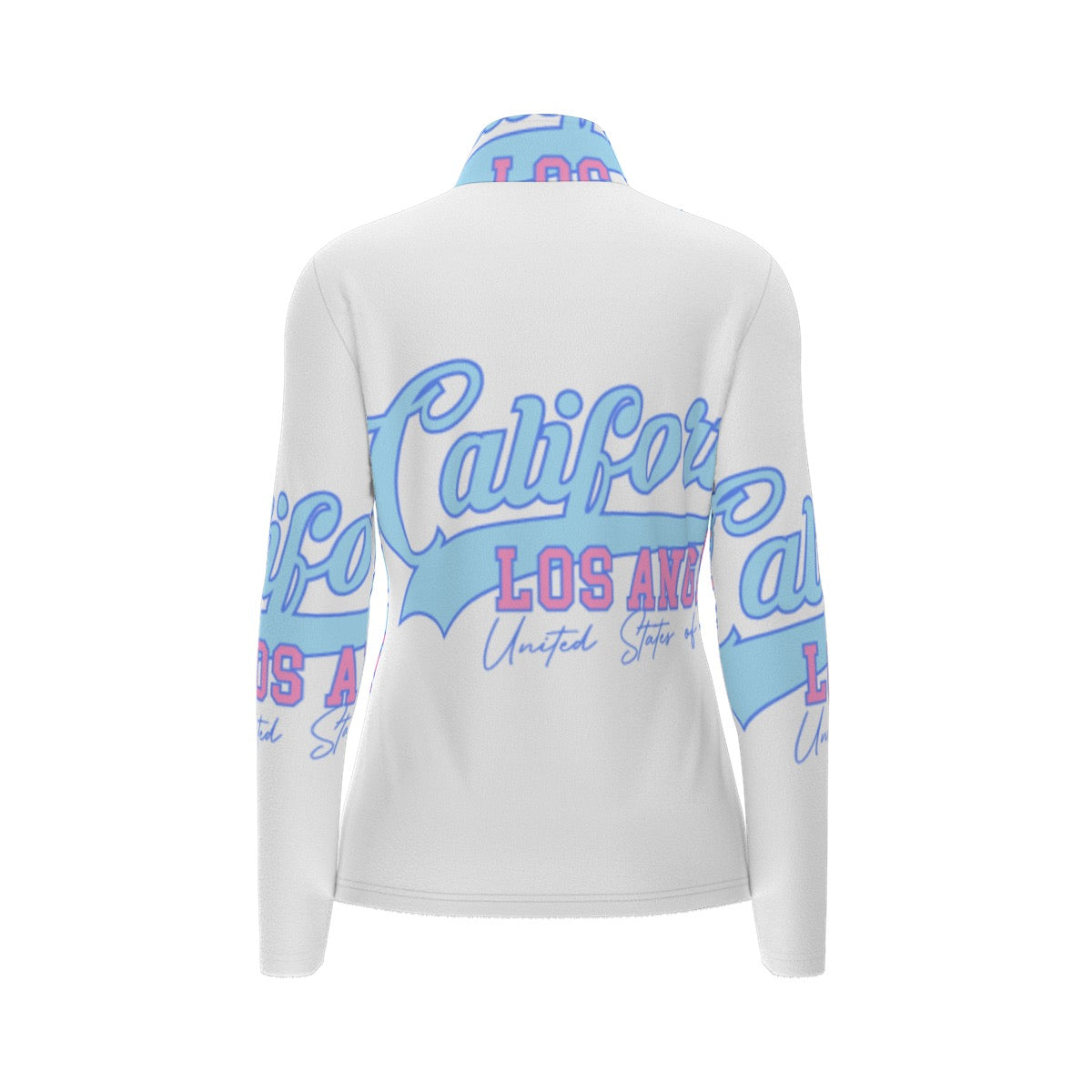 All-Over Print Women's Sports Collar Jersey With Long Sleeve