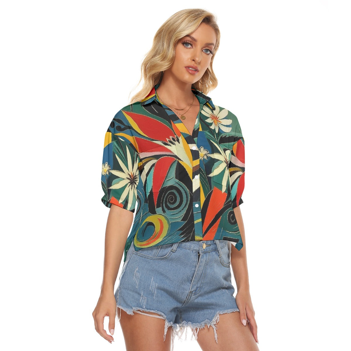 All-Over Print Women's V-neck Shirts