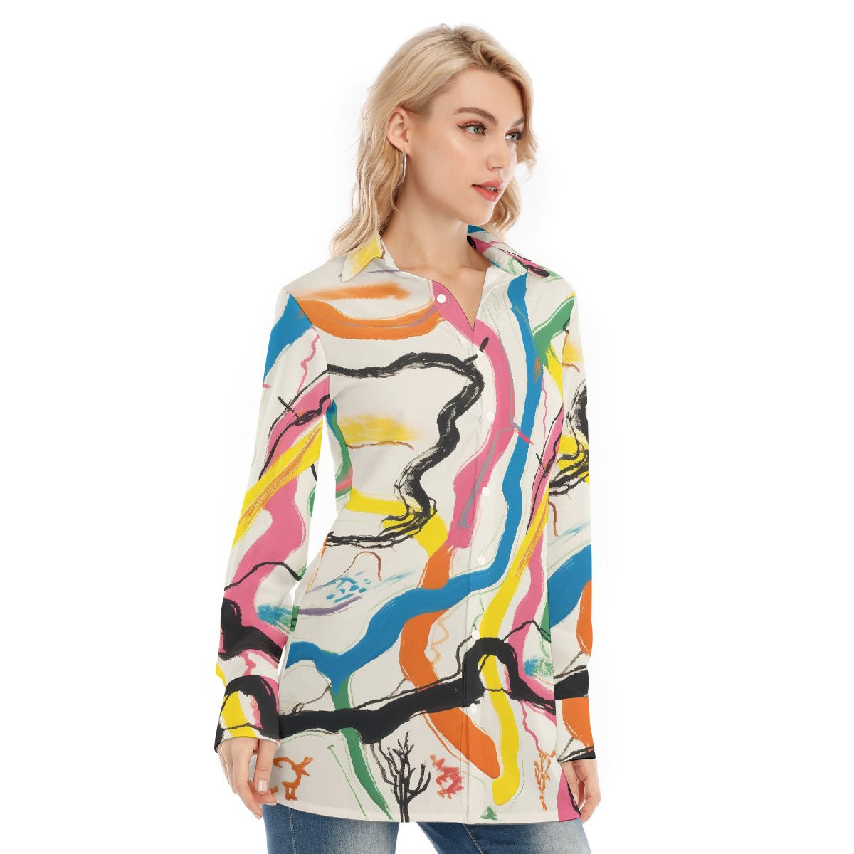 All-Over Print Women's Long Shirt