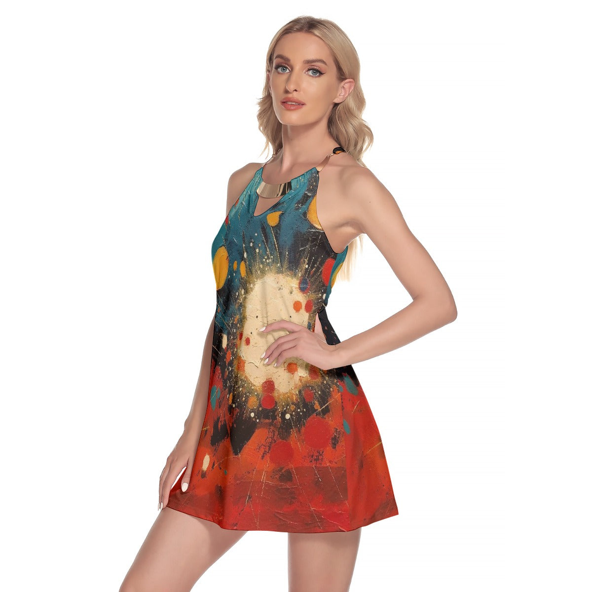 All-Over Print Women's Round Neck Above Knee Dress