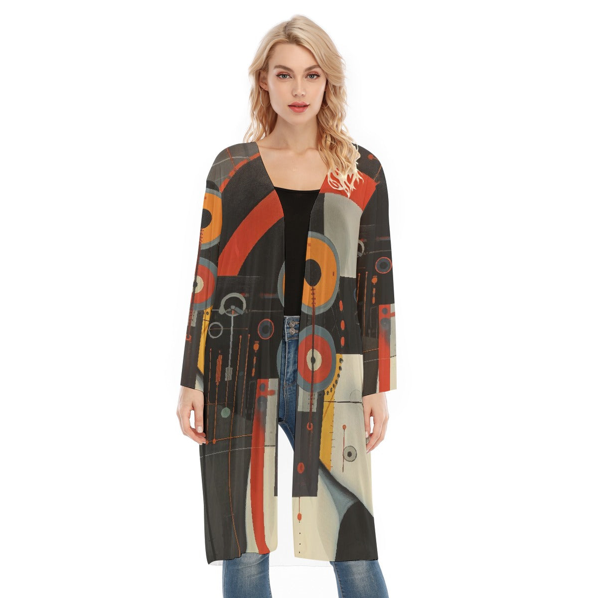 All- Over Print Women's Long Sleeve Mesh Cardigan