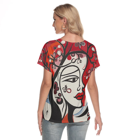 All-Over Print Women's Loose V-neck Short Sleeve T-shirt