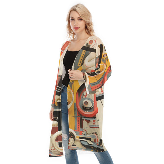 All- Over Print Women's Long Sleeve Mesh Cardigan