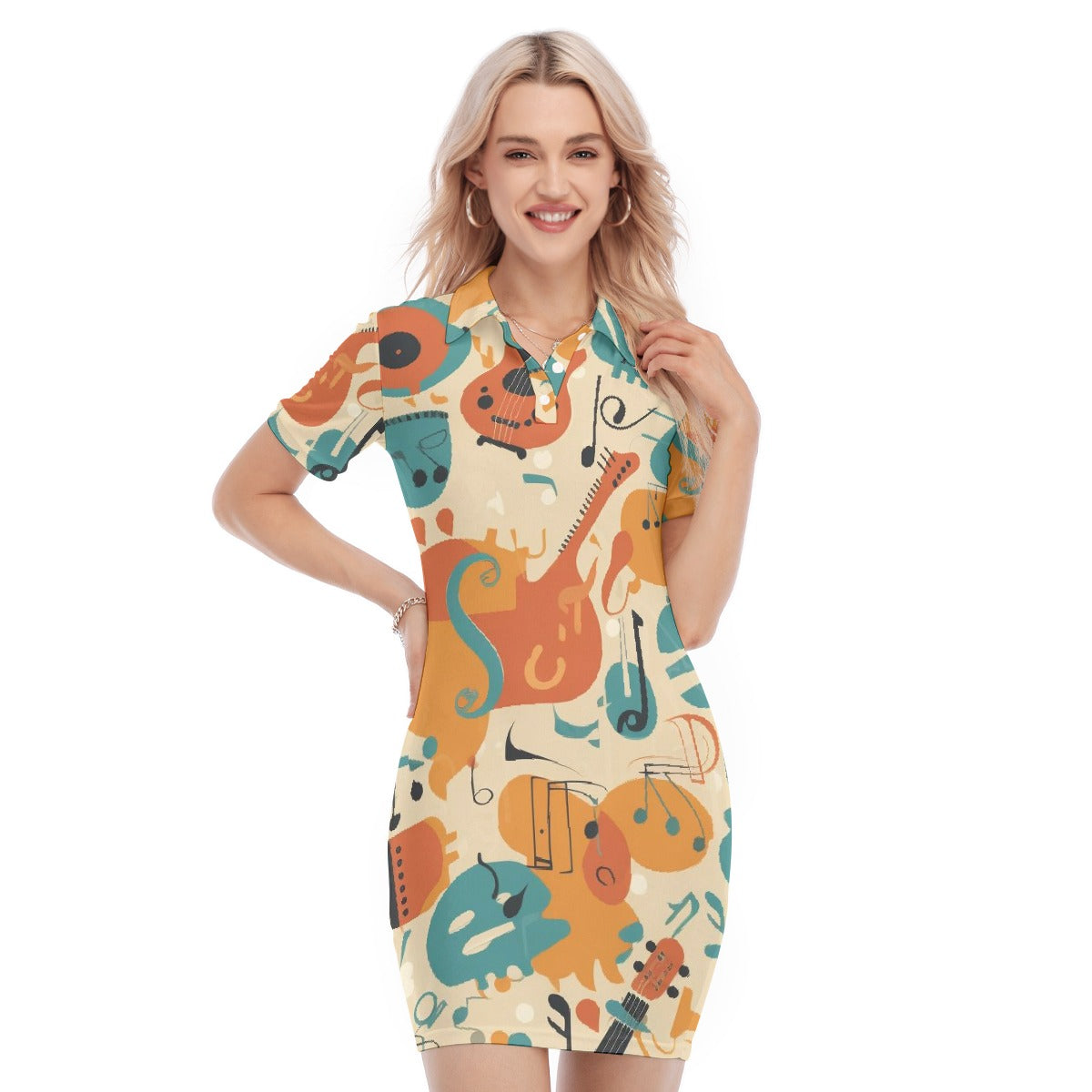 All-Over Print Women's Polo Collar Dress