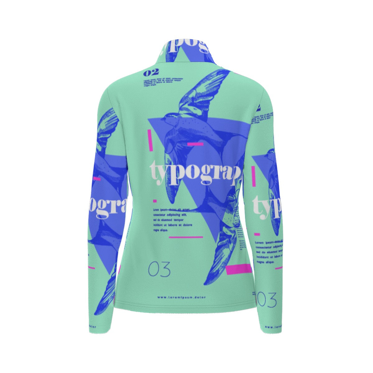 All-Over Print Women's Sports Collar Jersey With Long Sleeve