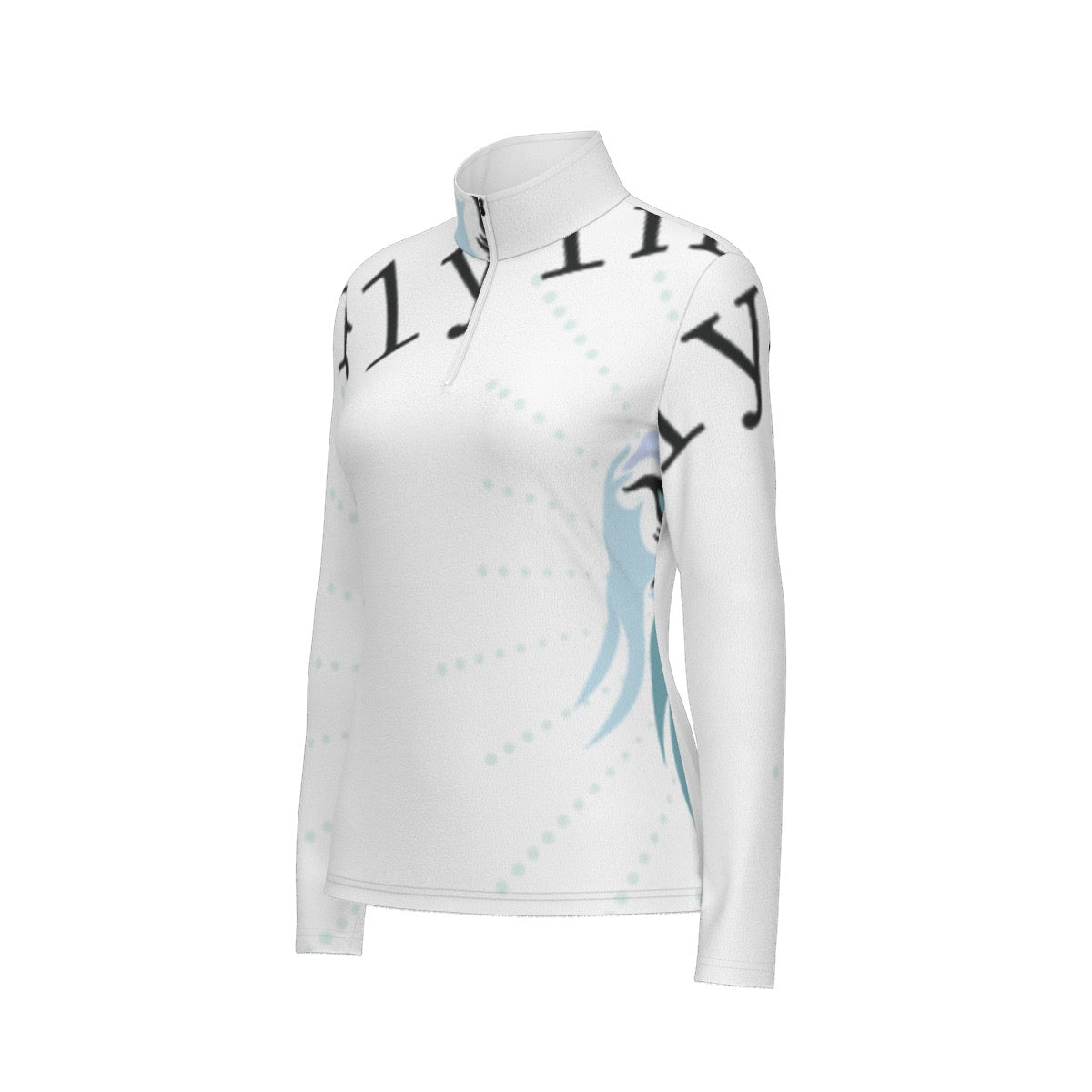 All-Over Print Women's Sports Collar Jersey With Long Sleeve