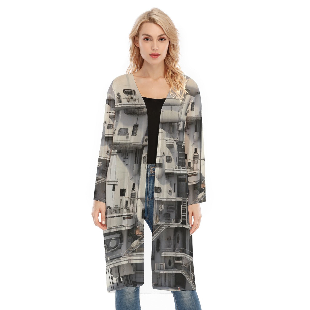 All- Over Print Women's Long Sleeve Mesh Cardigan