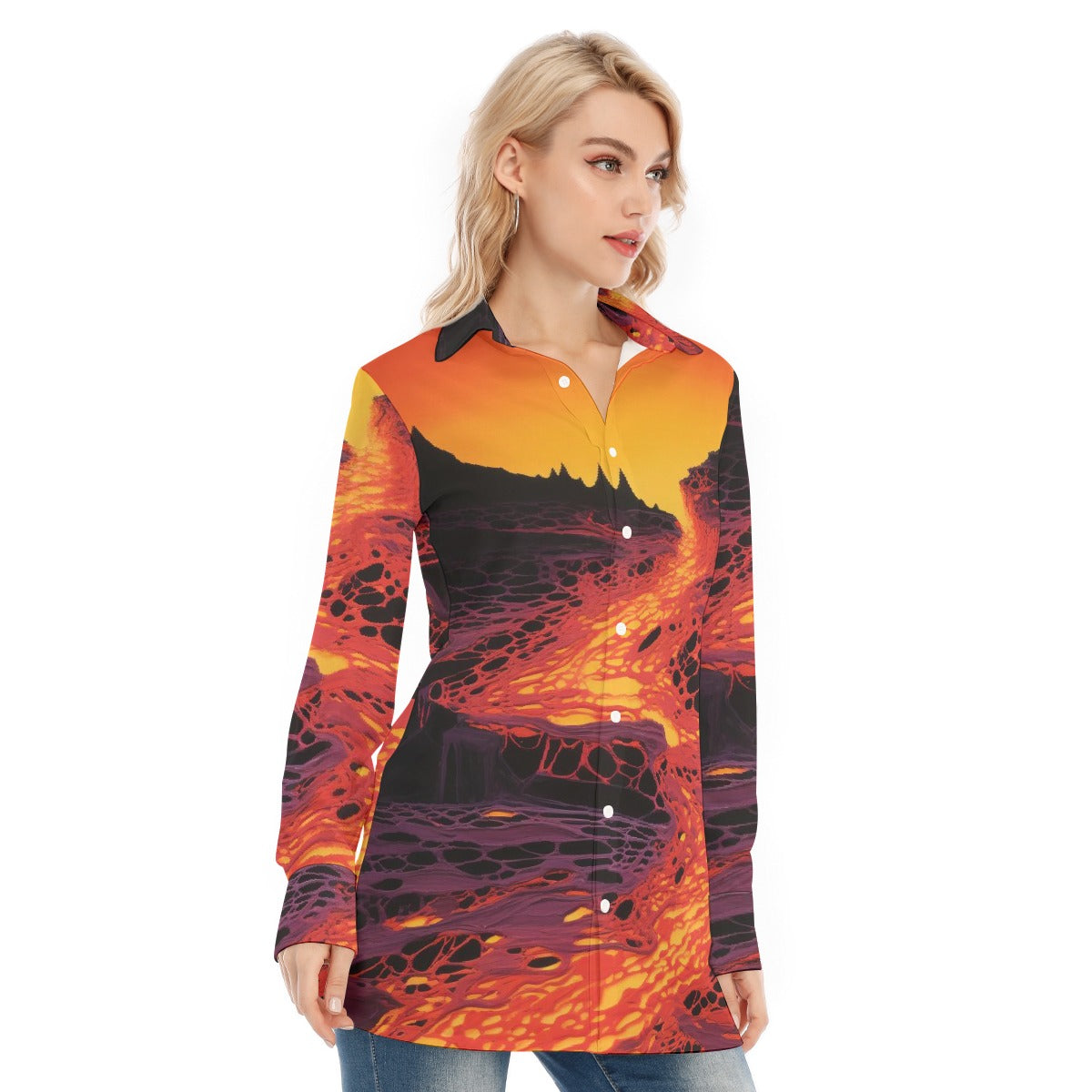 All-Over Print Women's Long Shirt