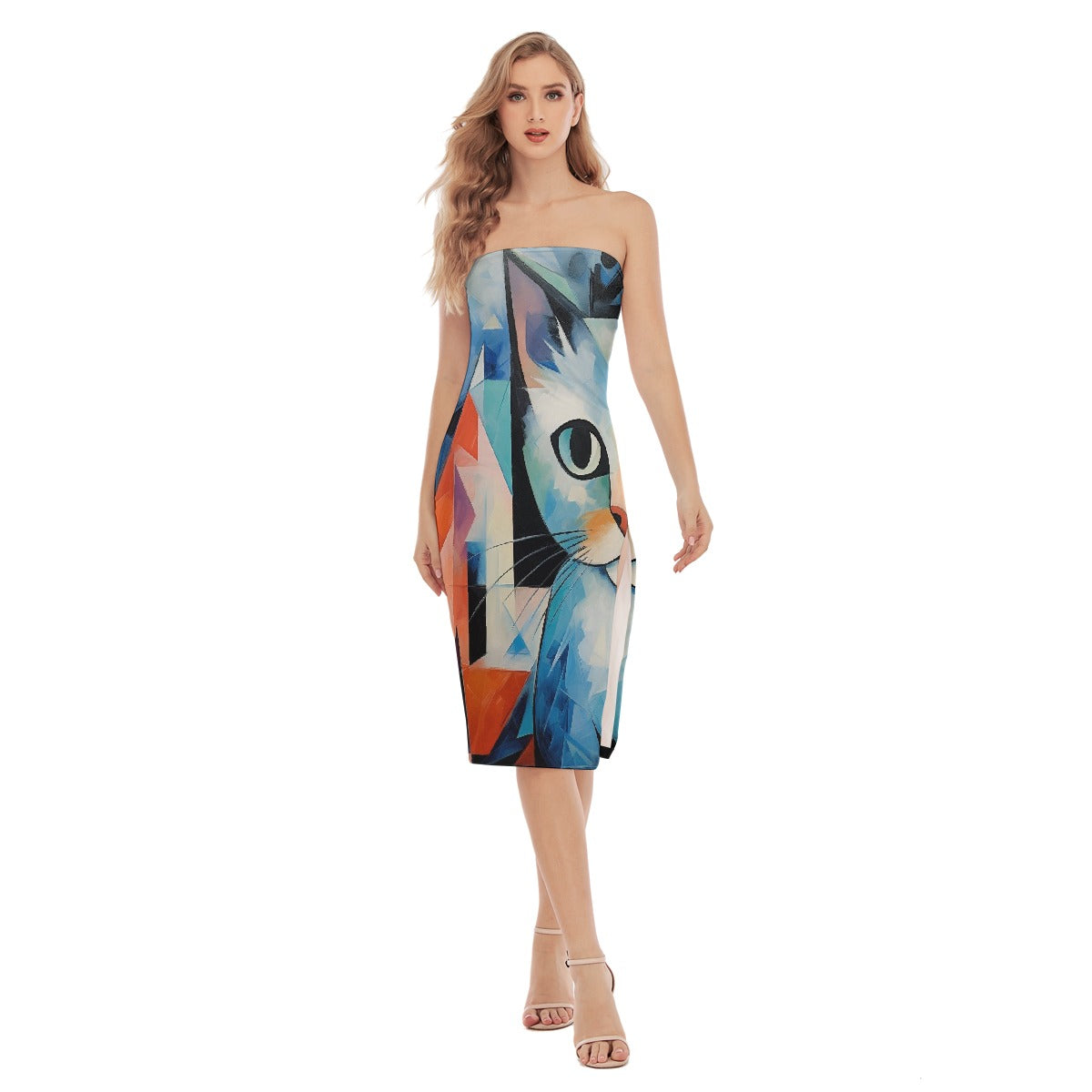 All-Over Print Women's Side Split Tube Top Dress