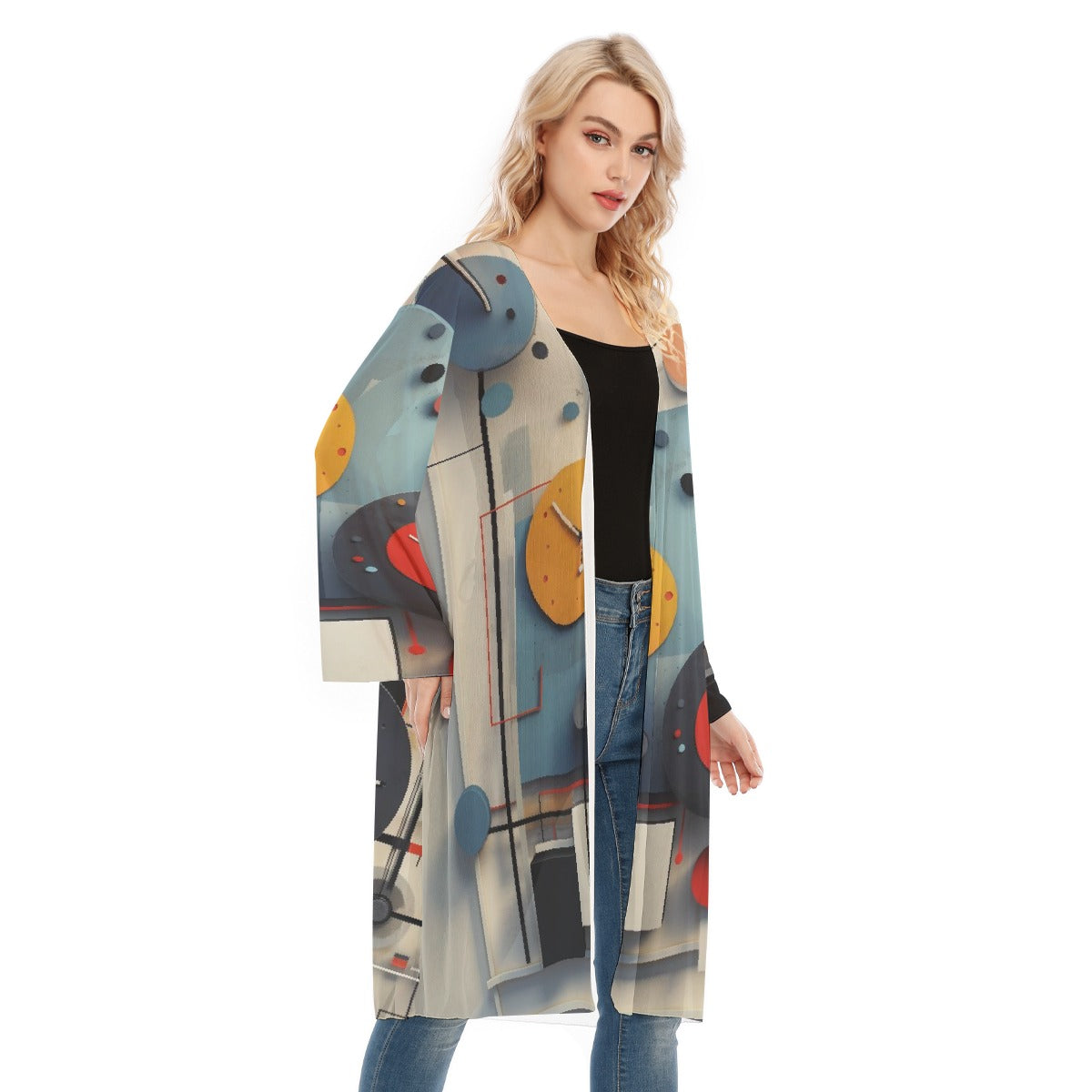 All- Over Print Women's Long Sleeve Mesh Cardigan