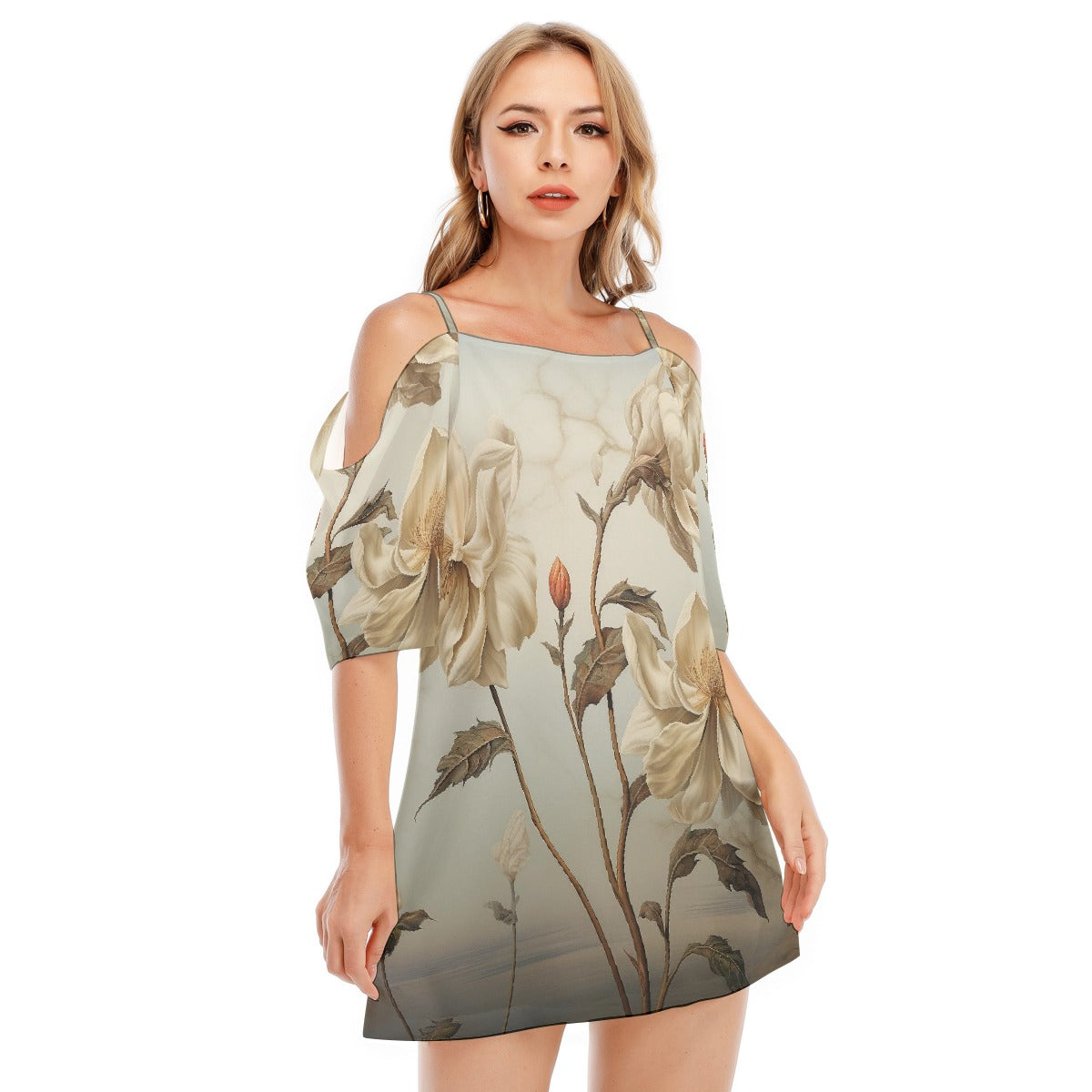 All-Over Print Women's Off-shoulder Cami Dress