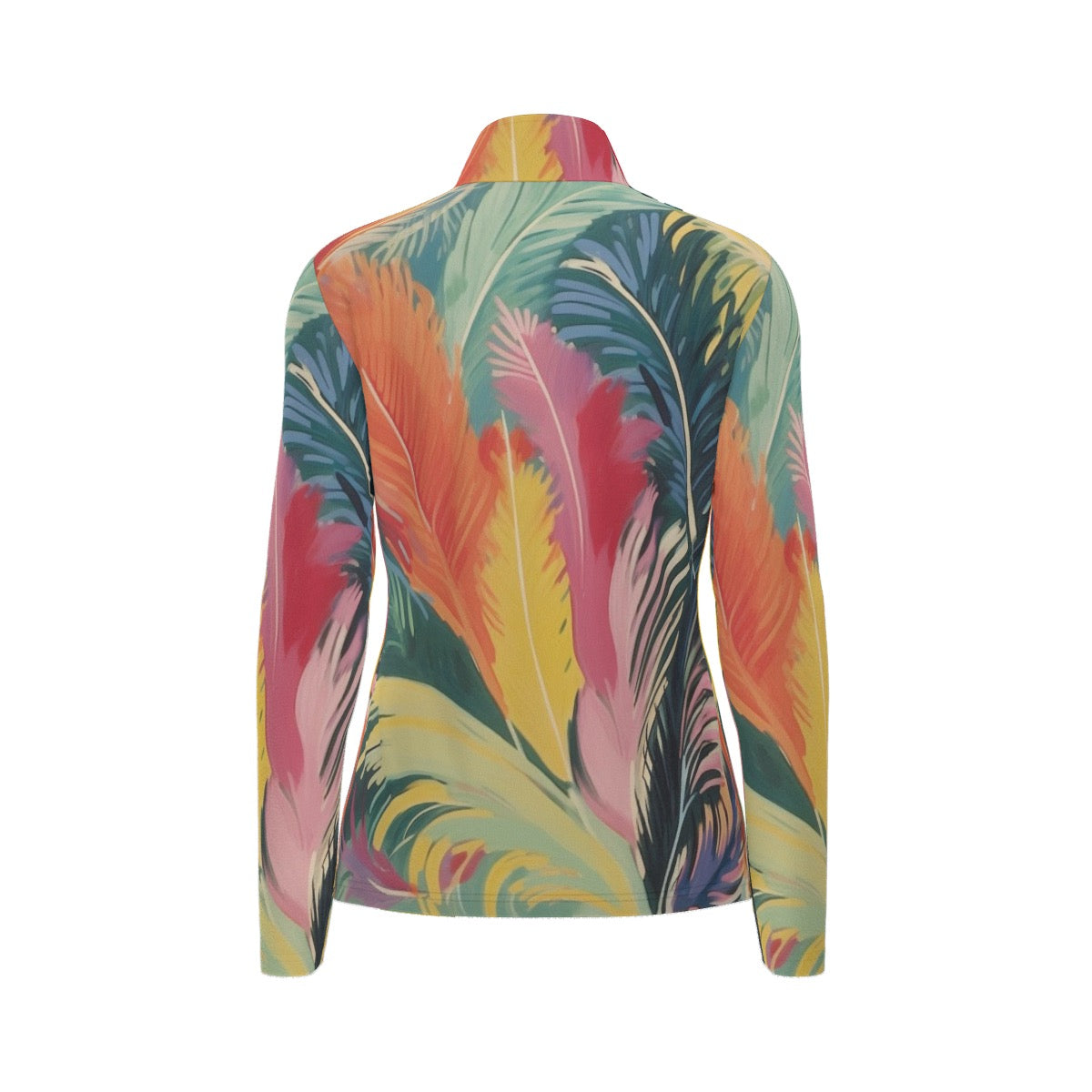 All-Over Print Women's Sports Collar Jersey With Long Sleeve