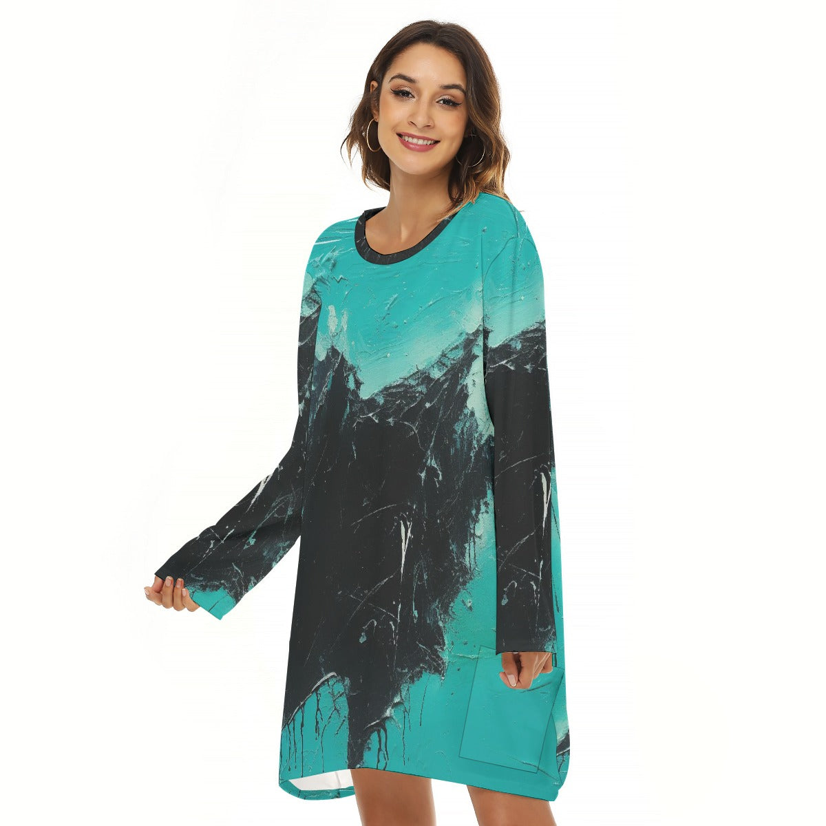 All-Over Print  Women's Loose Crew Neck Dress