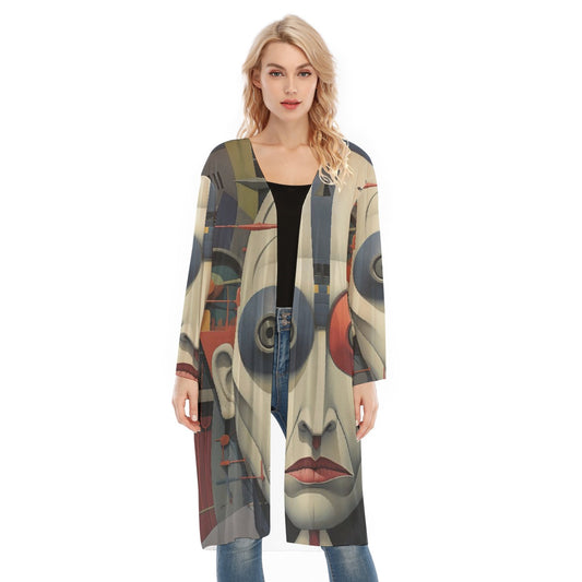 All- Over Print Women's Long Sleeve Mesh Cardigan