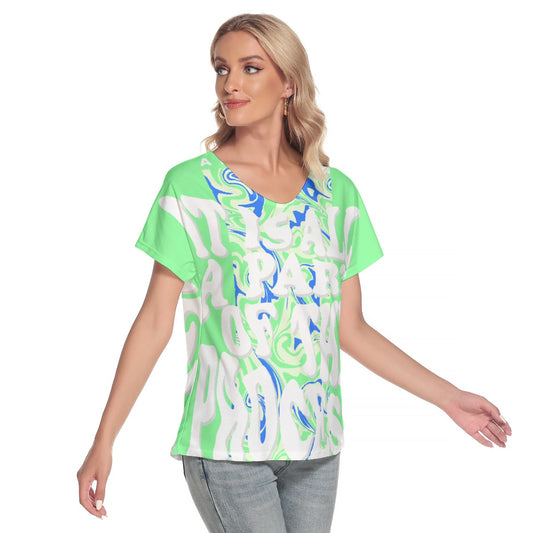 All-Over Print Women's Loose V-neck Short Sleeve T-shirt