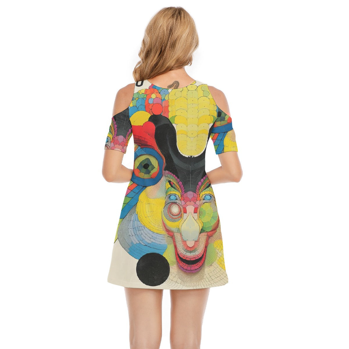 All-Over Print Women's Cold Shoulder Dress | 190GSM Cotton