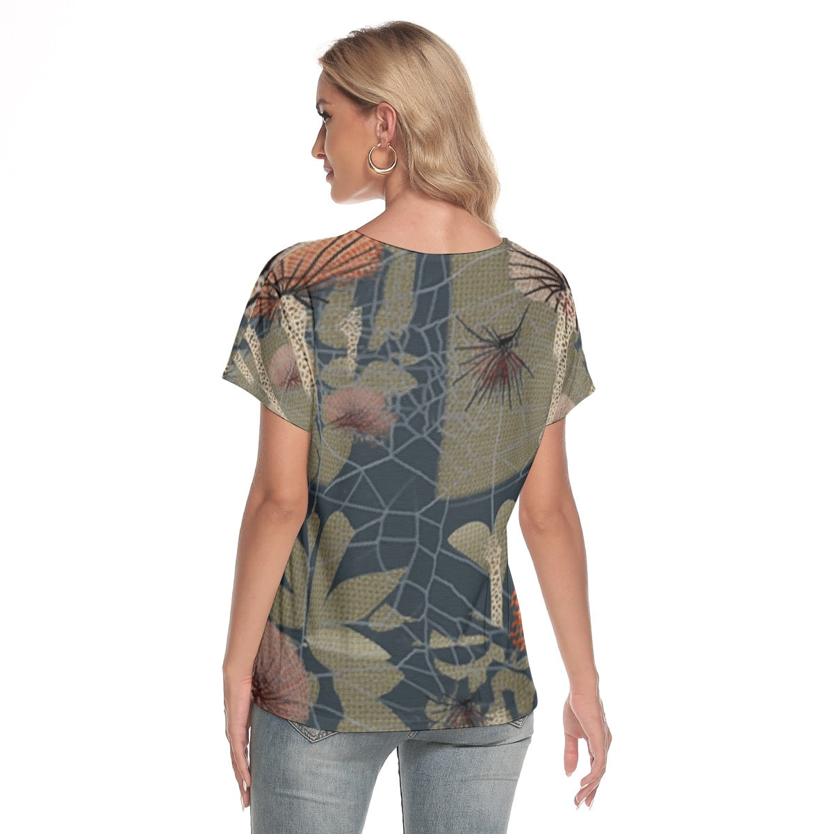 All-Over Print Women's Loose V-neck Short Sleeve T-shirt