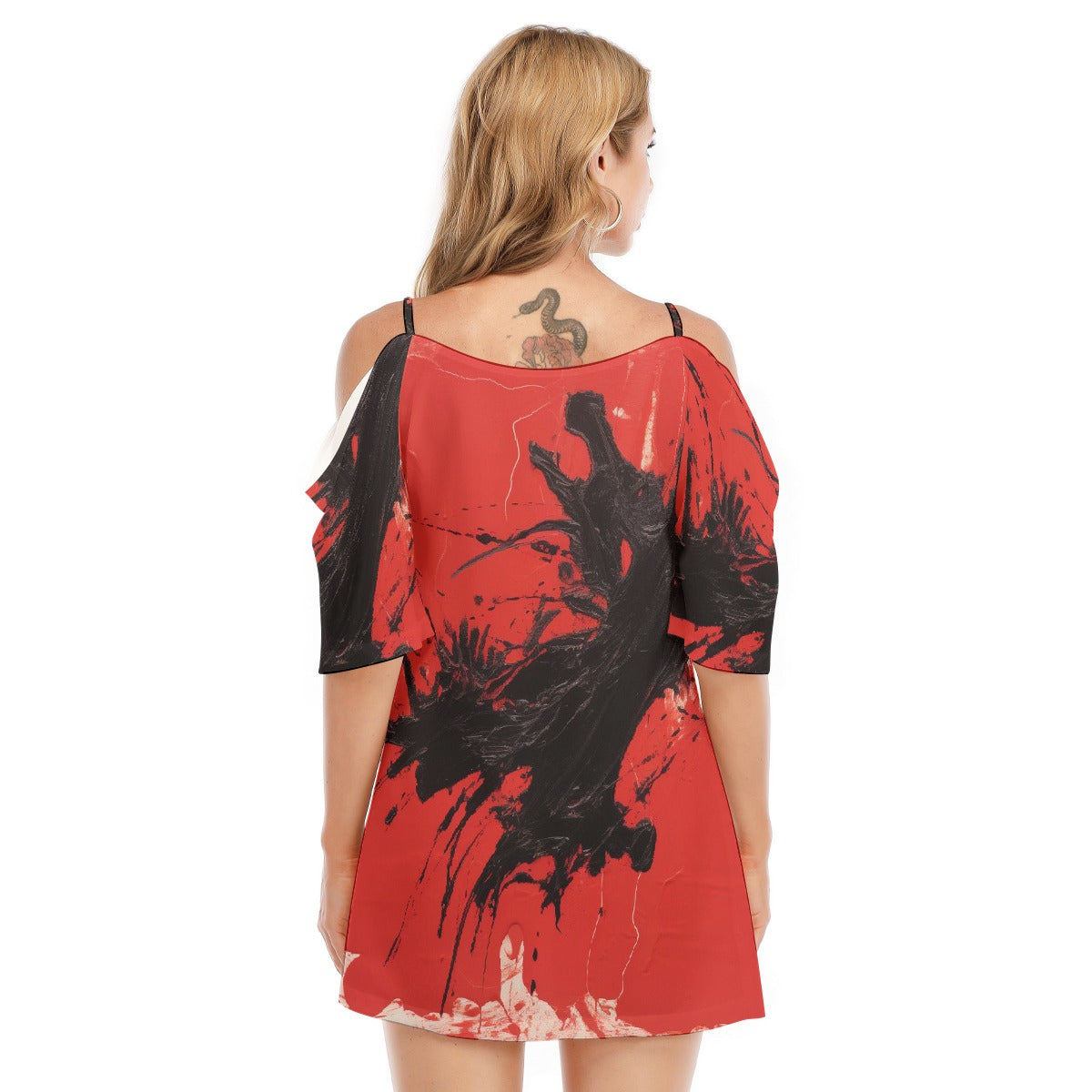 All-Over Print Women's Off-shoulder Cami Dress