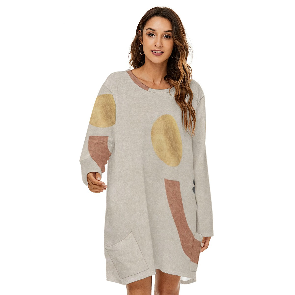 All-Over Print  Women's Loose Crew Neck Dress