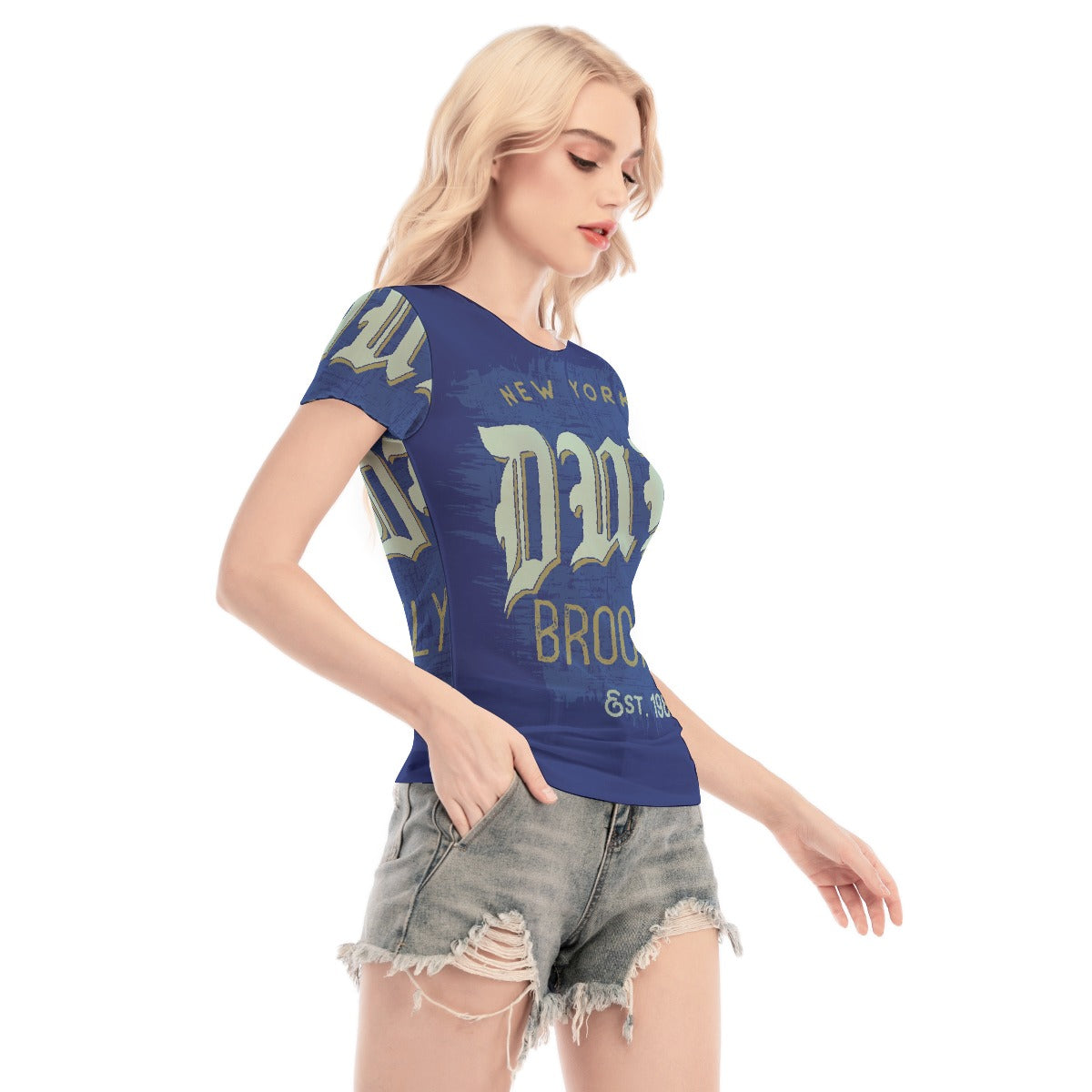 All-Over Print Women's Short Sleeve Mesh Blouse