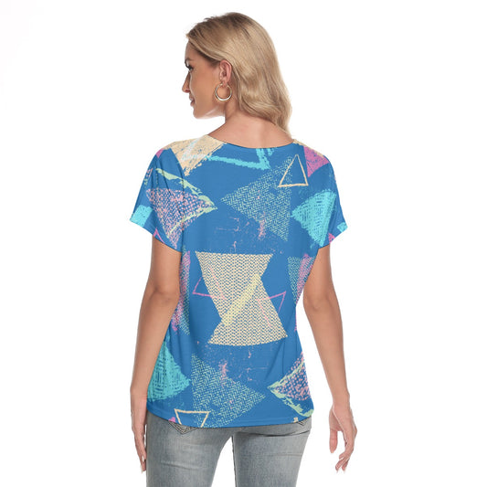 All-Over Print Women's Loose V-neck Short Sleeve T-shirt