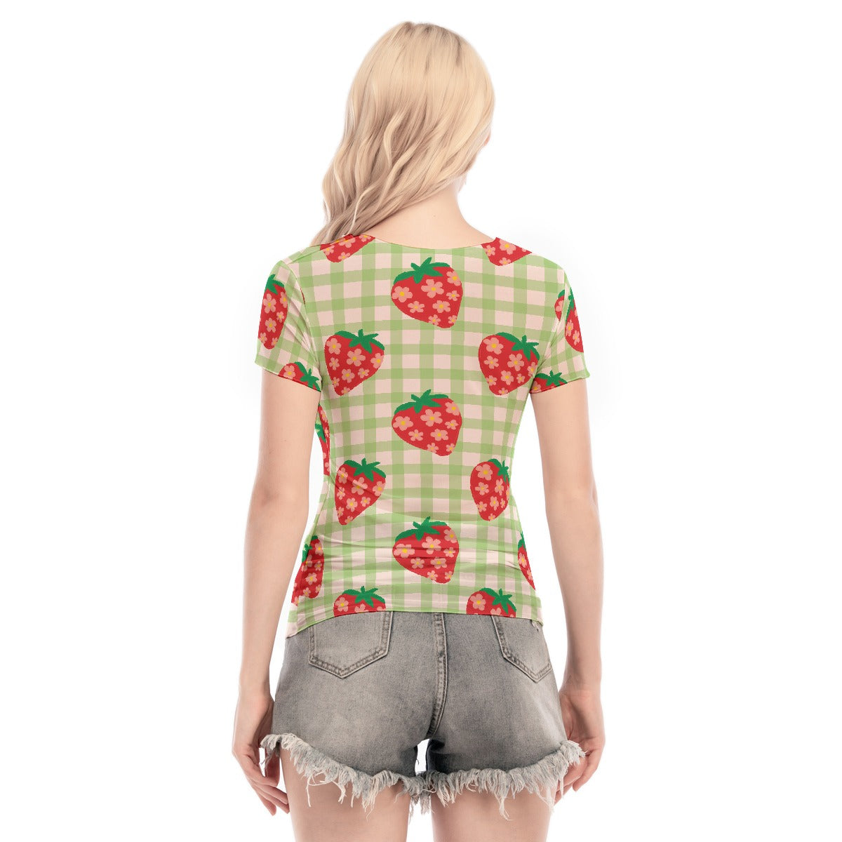 All-Over Print Women's Short Sleeve Mesh Blouse