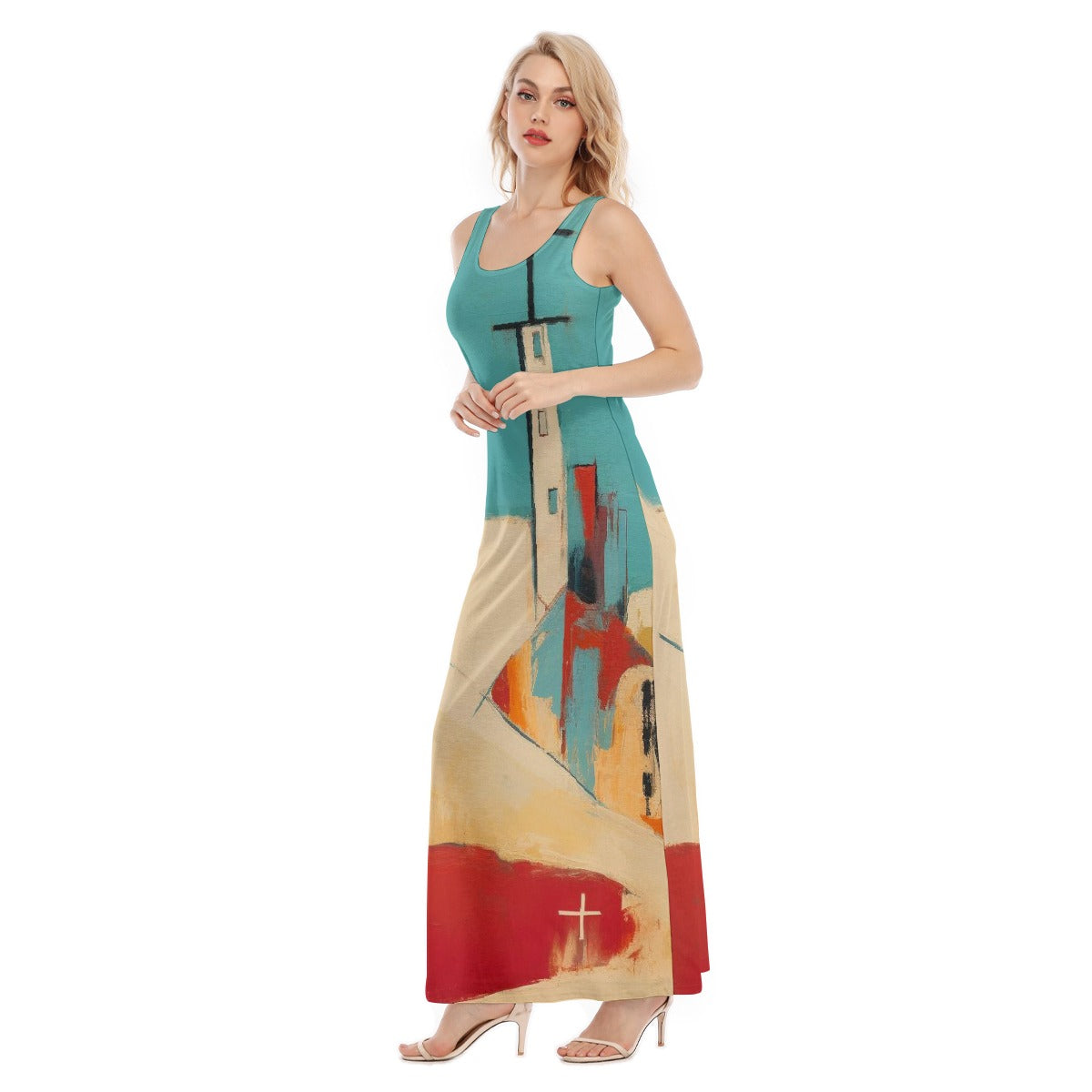 All-Over Print Women's Vest Dress | Length To Ankle