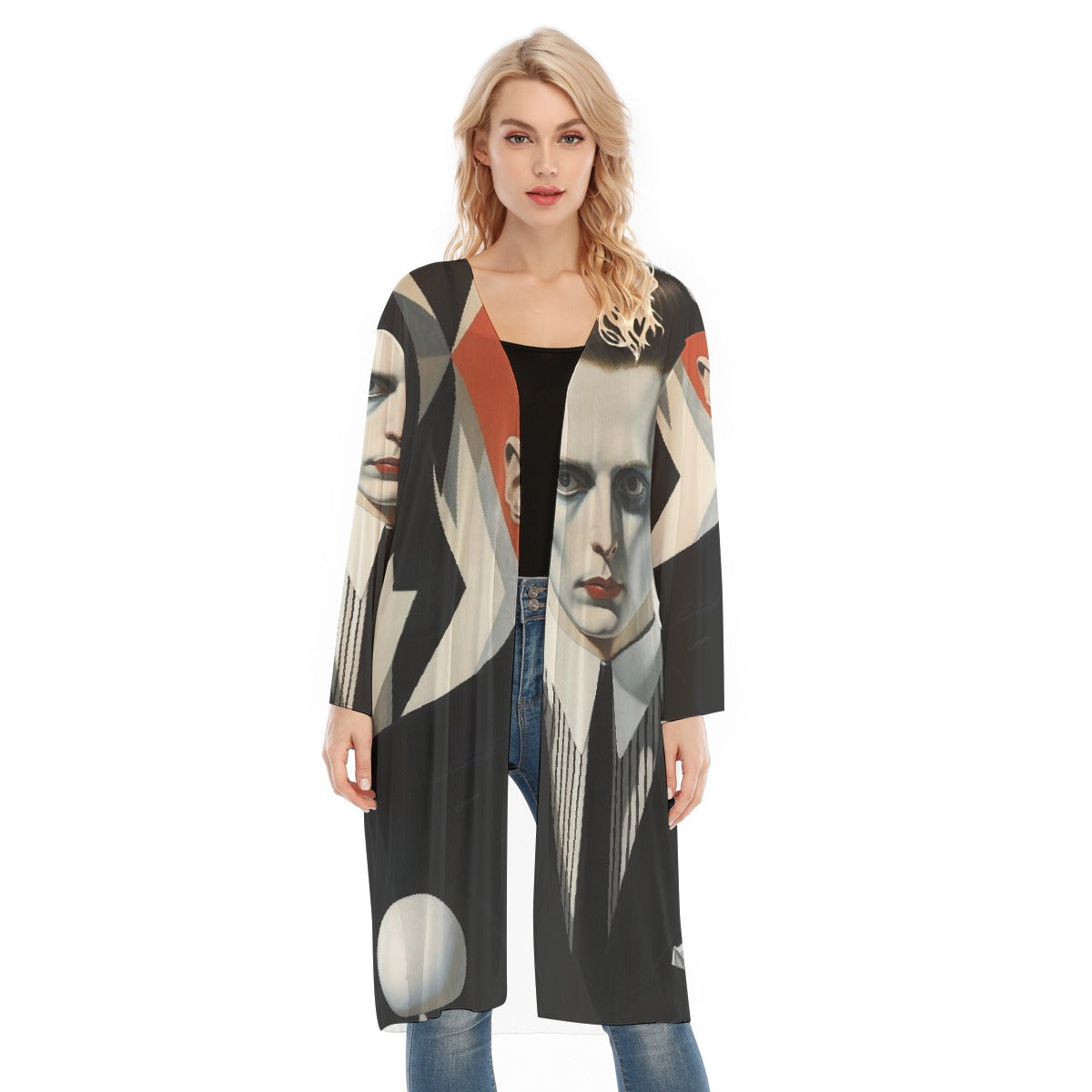 All- Over Print Women's Long Sleeve Mesh Cardigan