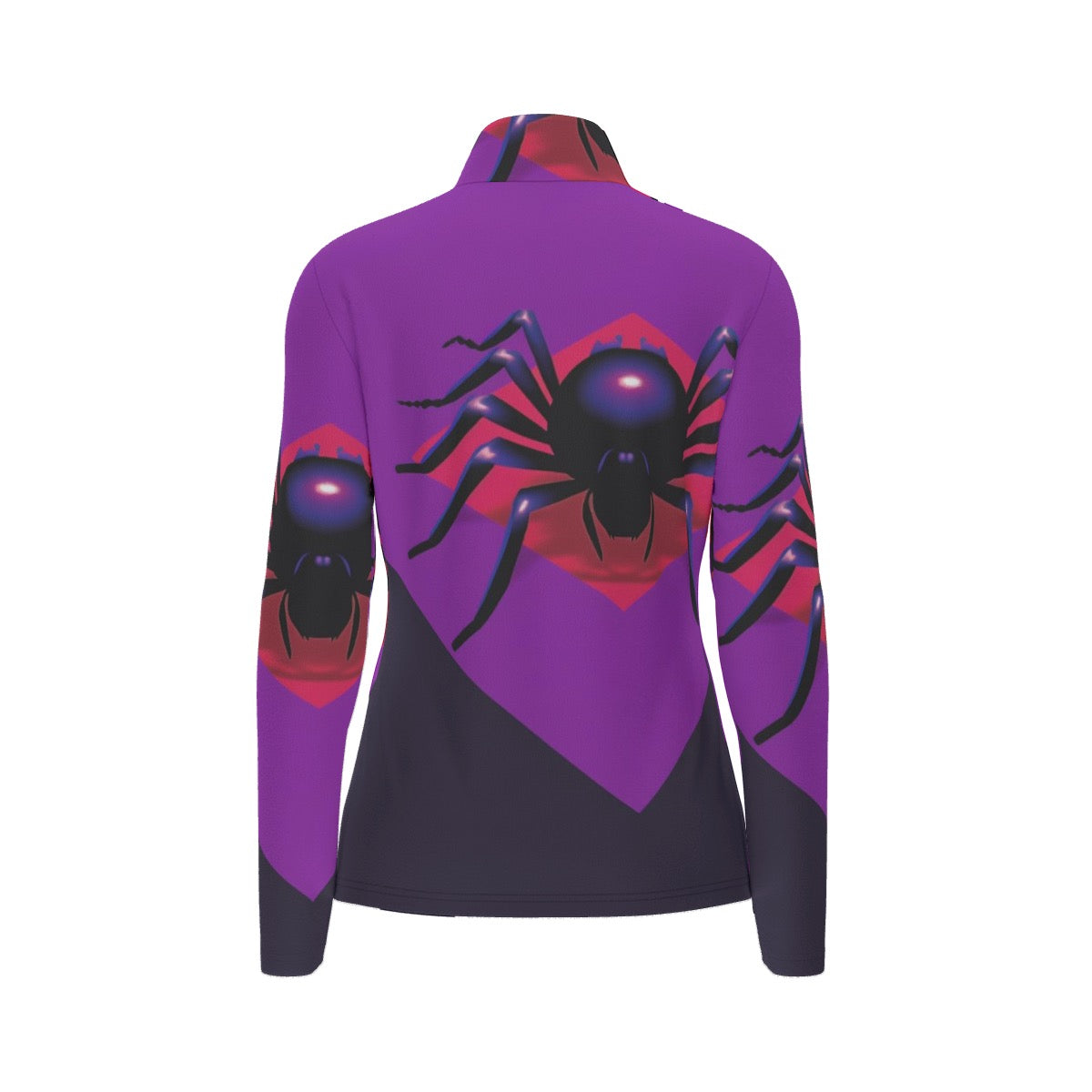 All-Over Print Women's Sports Collar Jersey With Long Sleeve