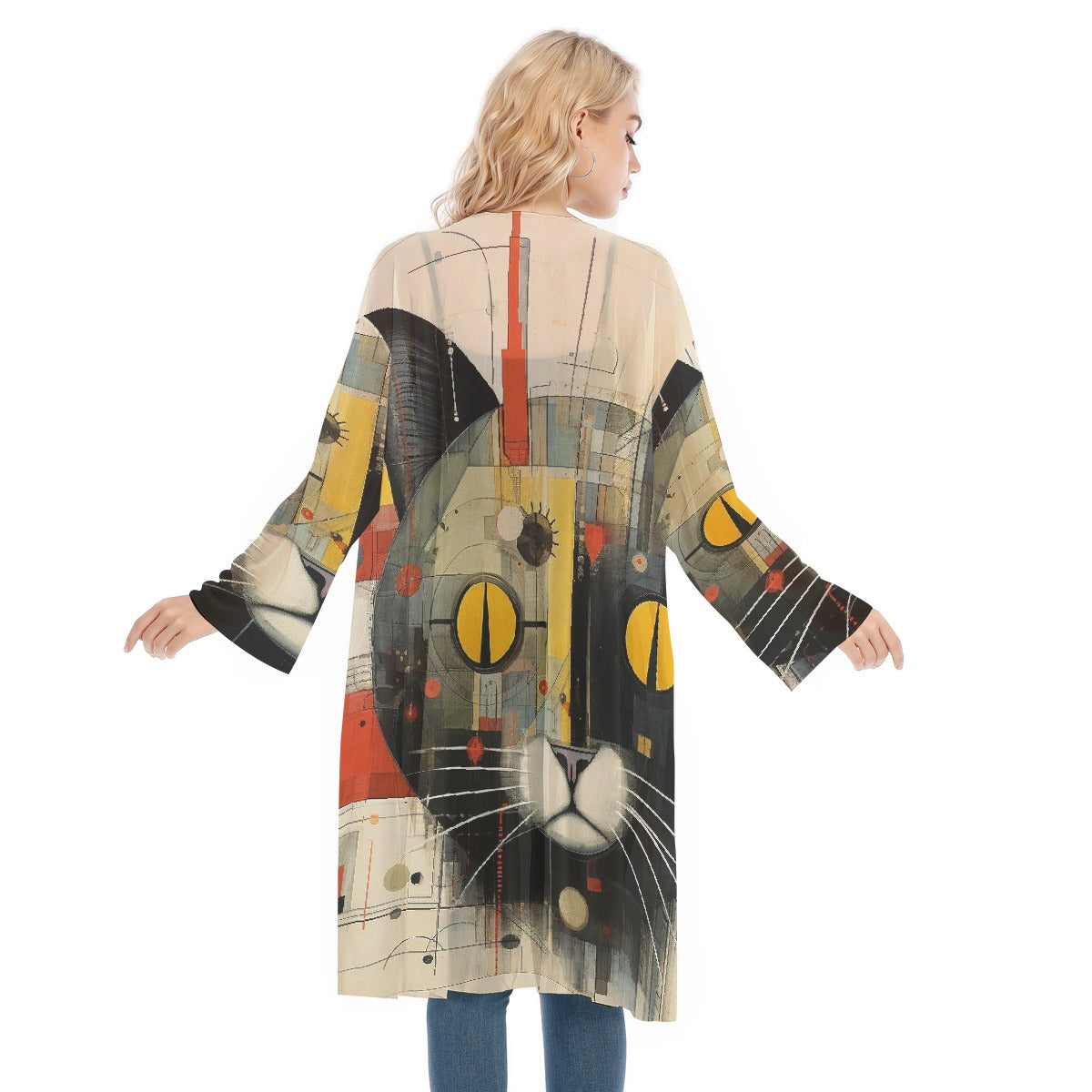 All- Over Print Women's Long Sleeve Mesh Cardigan