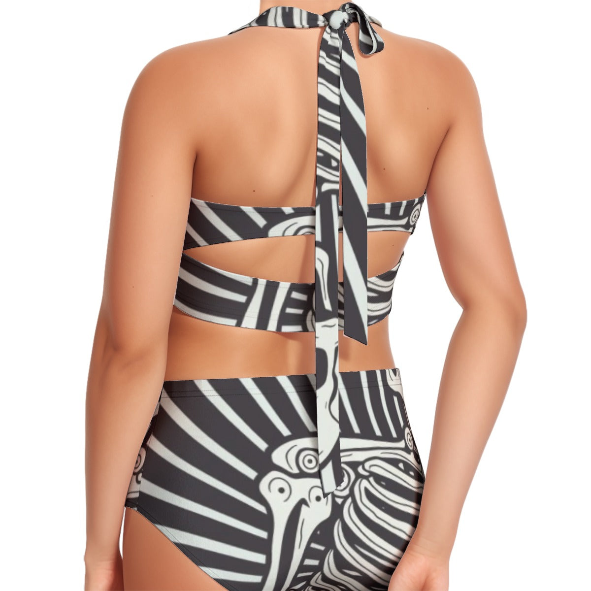 All-Over Print Women's Swimsuit Set With Halter