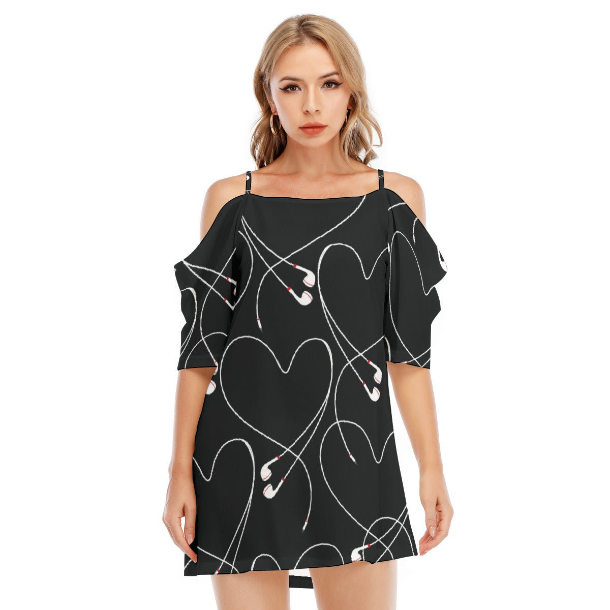 All-Over Print Women's Off-shoulder Cami Dress